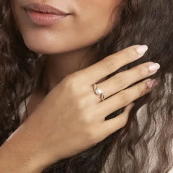 Histoire d'Or Bague Antoinette Or Jaune Perle De Culture Et Oxyde De Zirconium Sale