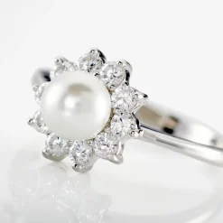 Histoire d'Or Bague Argent Blanc Cheri Perle De Culture Oxydes De Zirconium Sale