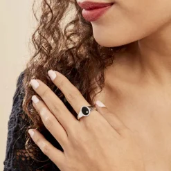 Histoire d'Or Bague Argent Blanc Lugus Email Et Oxyde De Zirconium Hot