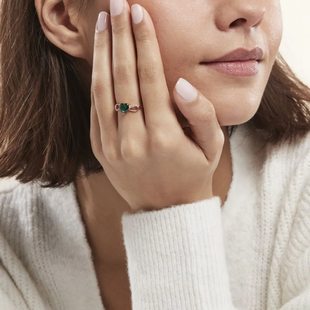 Histoire d'Or Bague Argent Rose Atieno Oxyde De Zirconium argent rose oxyde vert Discount