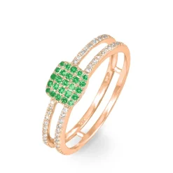 Histoire d'Or Bague Aude Or Rose Emeraude Et Diamant Best