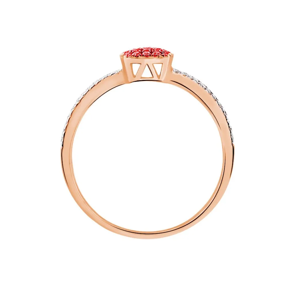 Histoire d'Or Bague Aude Or Rose Rubis Et Diamant New