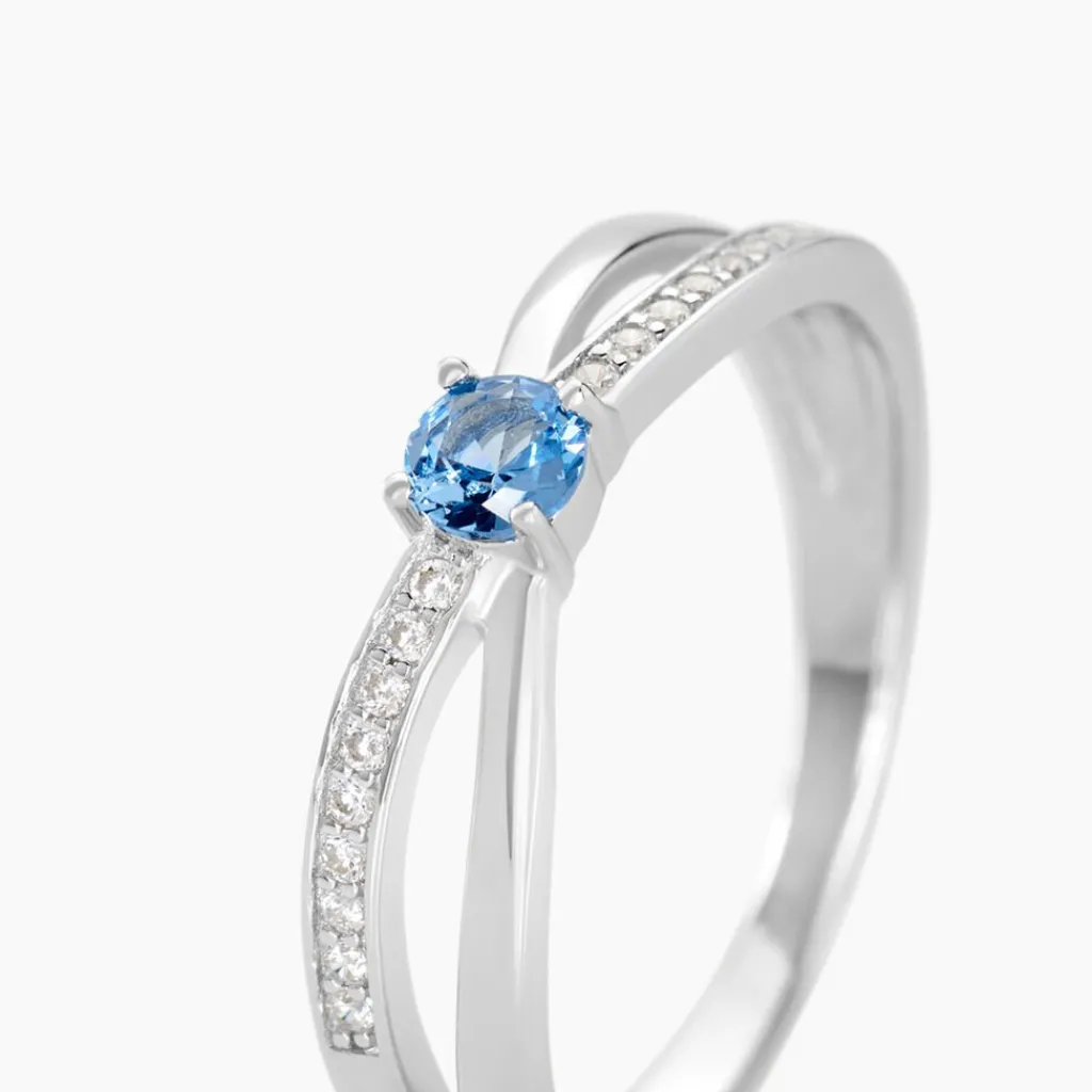 Histoire d'Or Bague Bertheline Argent Blanc Oxyde De Zirconium argent blanc oxyde bleu Clearance