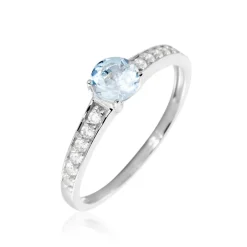 Histoire d'Or Bague Carrol Or Blanc Topaze Oxyde De Zirconium or blanc topaze bleu Outlet