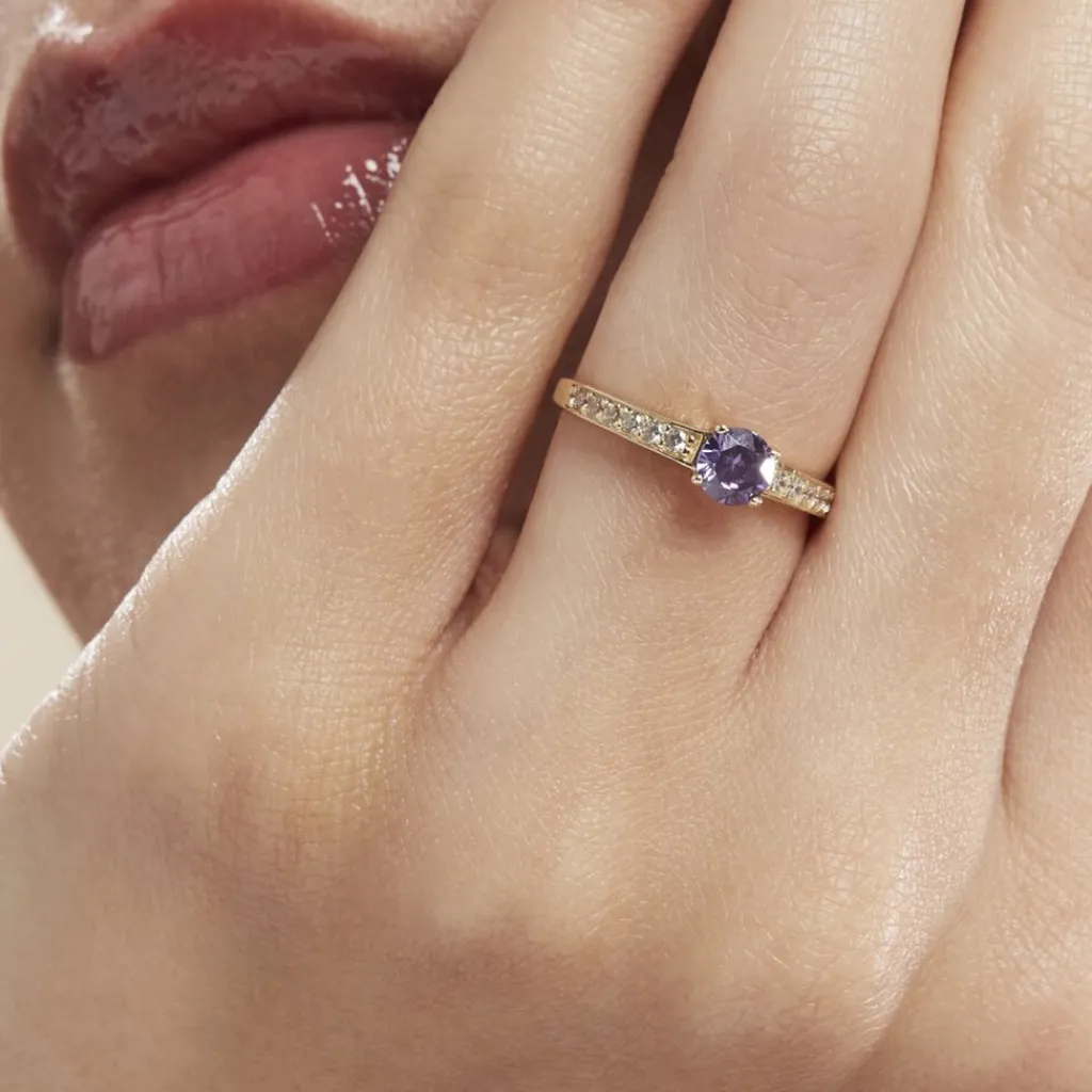 Histoire d'Or Bague Carrol Or Jaune Améthyste Oxyde De Zirconium or jaune améthyste violet Outlet