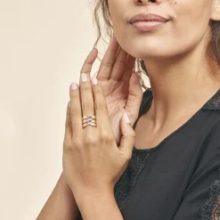 Histoire d'Or Bague Catharine 3 Rangs Or Jaune Diamant Best