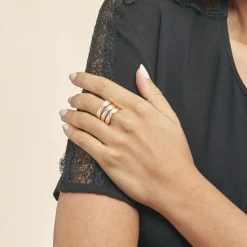 Histoire d'Or Bague Catharine 3 Rangs Or Jaune Diamant Best