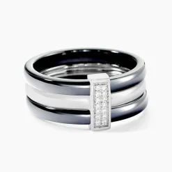Histoire d'Or Bague Ceramik Design Argent Blanc Céramique Et Oxyde De Zirconium Outlet