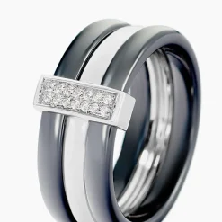 Histoire d'Or Bague Ceramik Design Argent Blanc Céramique Et Oxyde De Zirconium Outlet