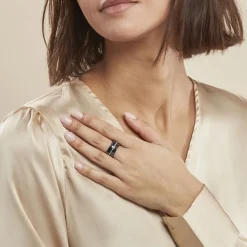 Histoire d'Or Bague Ceramik Design Argent Blanc Céramique Et Strass Sale