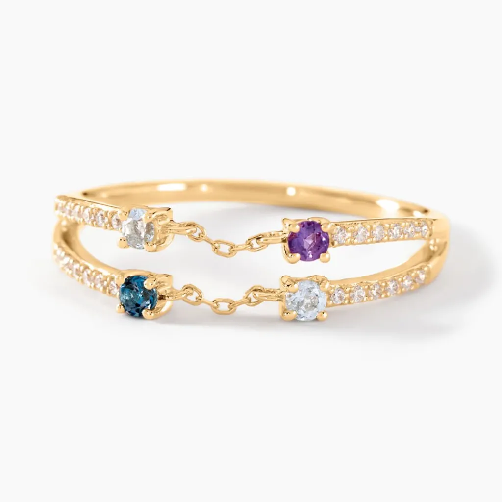 Histoire d'Or Bague Chaîne Universe Or Jaune Améthyste Topaze