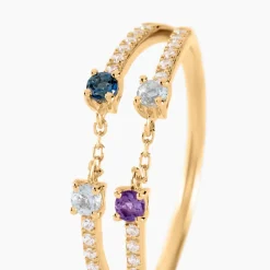 Histoire d'Or Bague Chaîne Universe Or Jaune Améthyste Topaze