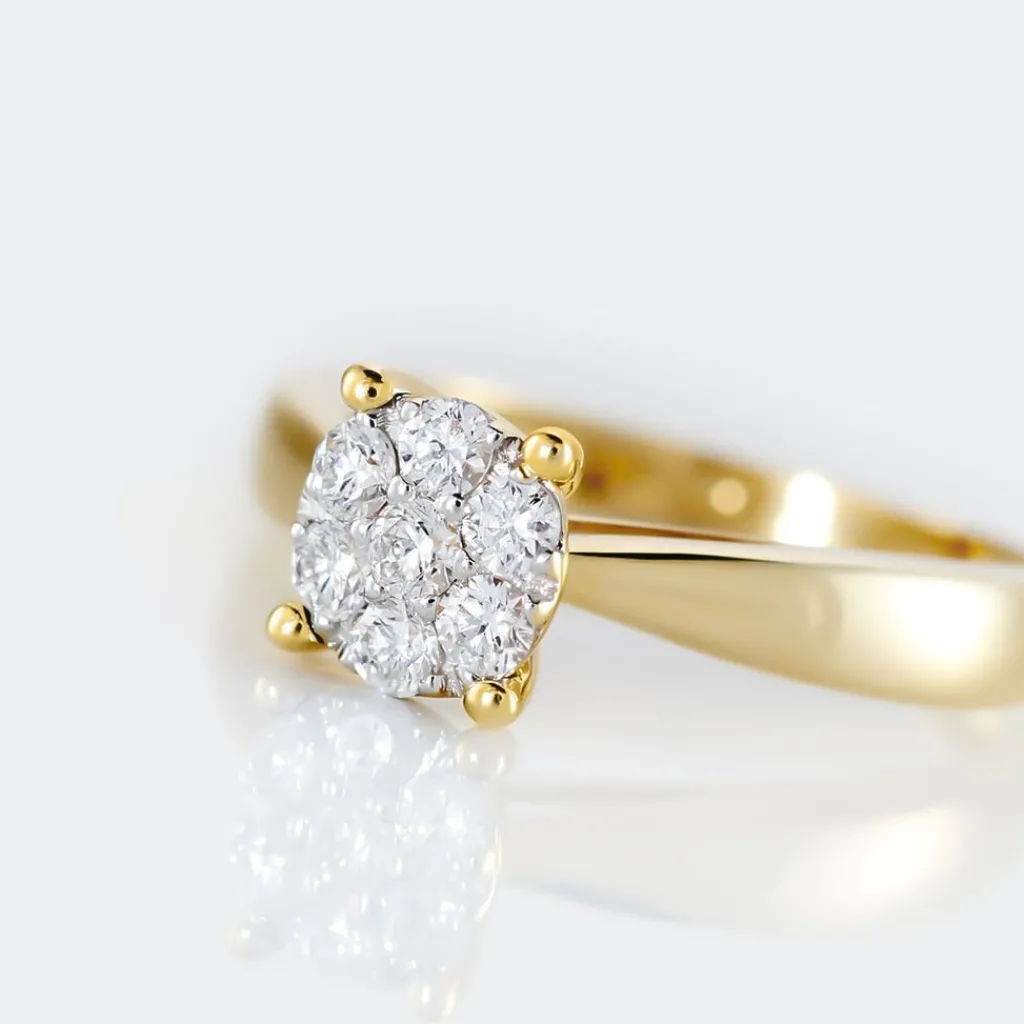 Histoire d'Or Bague Charlène Or Jaune Diamant Synthetique New