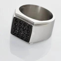 Histoire d'Or Bague Chevalière Acier Vieillit Teodor Oxydes De Zirconium Discount