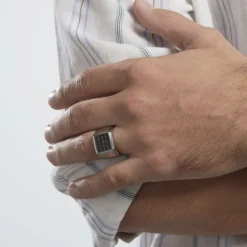 Histoire d'Or Bague Chevalière Acier Vieillit Teodor Oxydes De Zirconium Discount