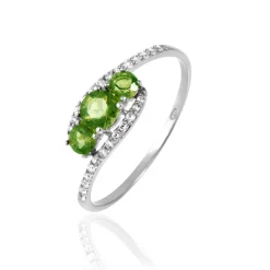 Histoire d'Or Bague Chloe Or Blanc Péridot Et Oxyde De Zirconium Outlet