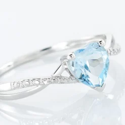 Histoire d'Or Bague Clothilde Or Blanc Topaze Et Oxyde De Zirconium or blanc topaze bleu sky