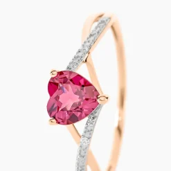 Histoire d'Or Bague Clothilde Or Rose Rhodolite Et Oxyde or rose rhodolite rouge Sale