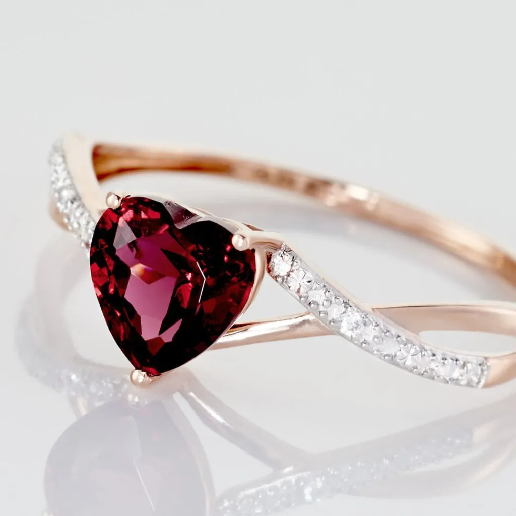 Histoire d'Or Bague Clothilde Or Rose Rhodolite Et Oxyde or rose rhodolite rouge Sale