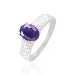 Histoire d'Or Bague Crista Or Blanc Amethyste Et Diamant