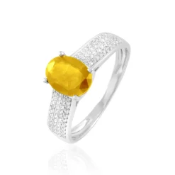 Histoire d'Or Bague Crista Or Blanc Citrine Et Diamant Outlet
