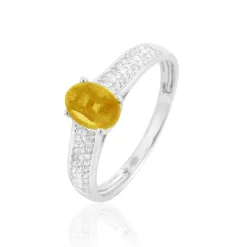 Histoire d'Or Bague Crista Or Blanc Citrine Et Diamant