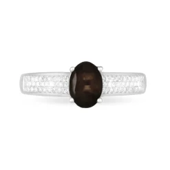 Histoire d'Or Bague Crista Or Blanc Quartz Et Diamant or blanc quartz marron Best