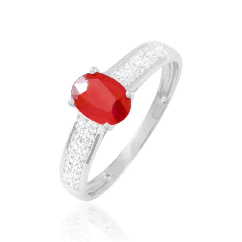 Histoire d'Or Bague Crista Et Diamant or blanc rubis New