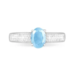 Histoire d'Or Bague Crista Or Blanc Topaze Et Diamant New