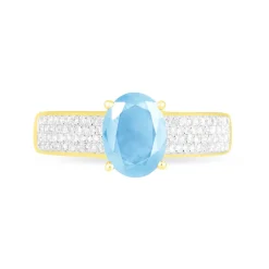 Histoire d'Or Bague Crista Or Jaune Topaze Et Diamant or jaune topaze bleu sky