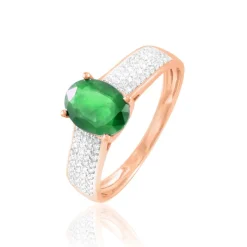 Histoire d'Or Bague Crista Or Rose Emeraude Et Diamant New