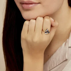 Histoire d'Or Bague Dahlia Or Jaune Saphir Diamant Discount