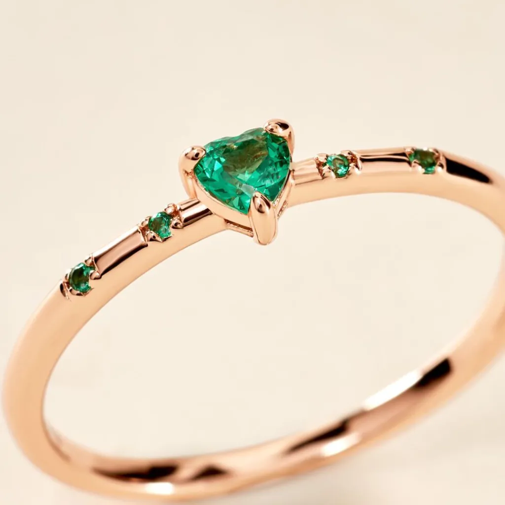 Histoire d'Or Bague Déclaration Argent Rose Oxyde De Zirconium argent rose oxyde vert Online