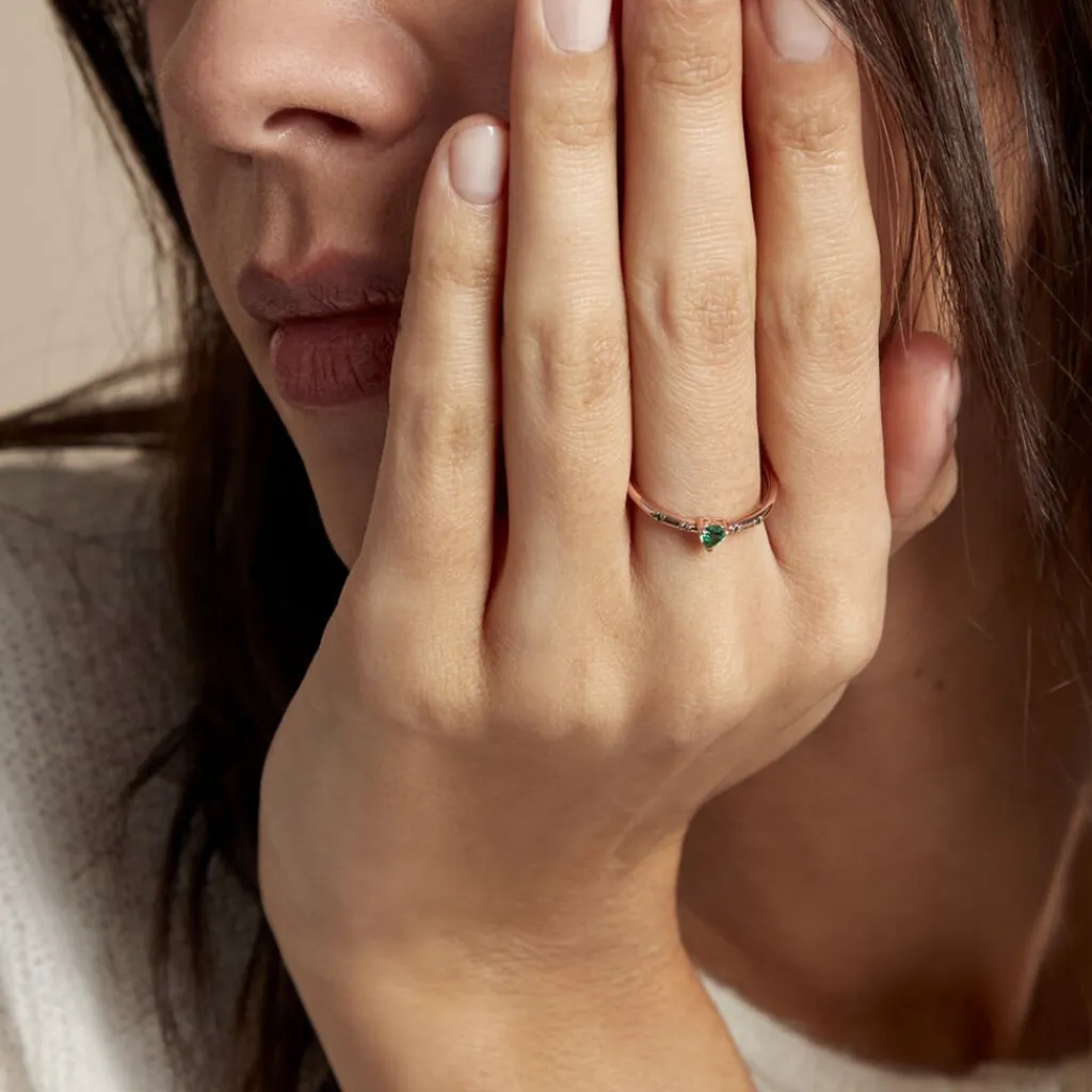 Histoire d'Or Bague Déclaration Argent Rose Oxyde De Zirconium argent rose oxyde vert Online