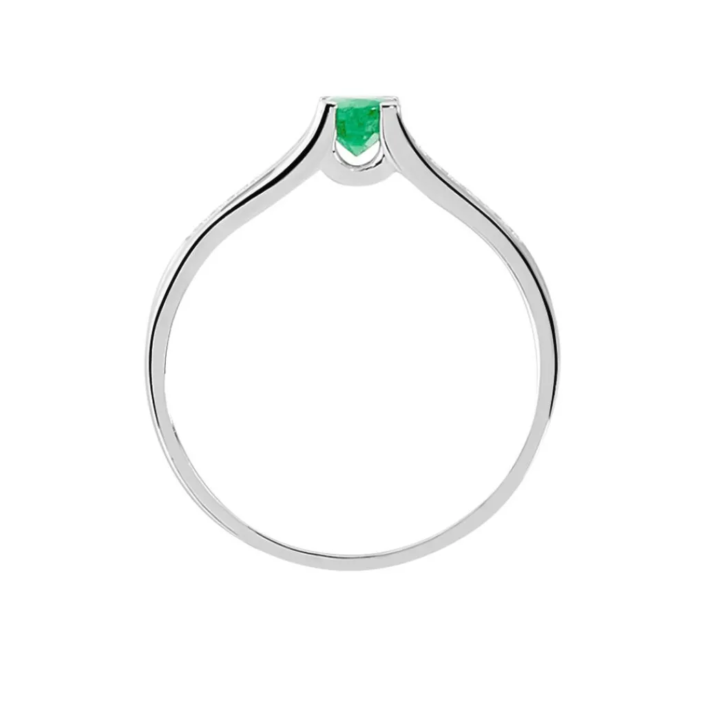 Histoire d'Or Bague Denise Or Blanc Emeraude Et Diamant New