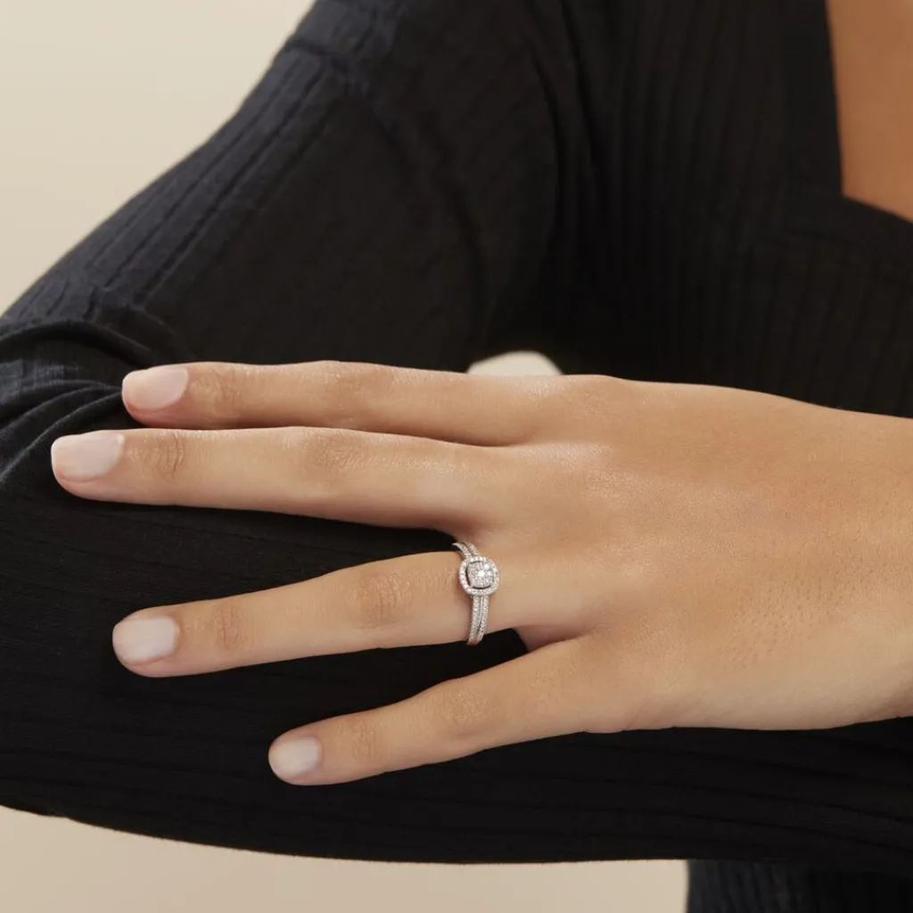 Histoire d'Or Bague Eleonoora Platine Blanc Diamant Outlet