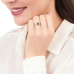 Histoire d'Or Bague Emeralina Or Blanc Saphir Et Diamant Best