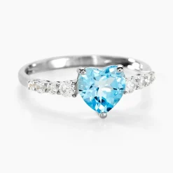 Histoire d'Or Bague Fany Or Blanc Topaze Et Oxyde De Zirconium or blanc topaze bleue Hot