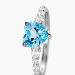 Histoire d'Or Bague Fany Or Blanc Topaze Et Oxyde De Zirconium or blanc topaze bleue Hot