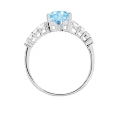 Histoire d'Or Bague Fany Or Blanc Topaze Et Oxyde De Zirconium or blanc topaze bleue Hot