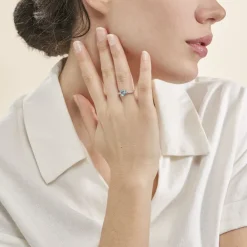 Histoire d'Or Bague Fany Or Blanc Topaze Et Oxyde De Zirconium or blanc topaze bleue Hot
