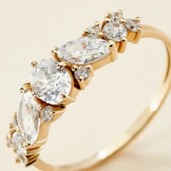 Histoire d'Or Bague Gatsby Or Jaune Oxyde De Zirconium New