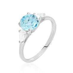 Histoire d'Or Bague Giana Or Blanc Topaze Et Oxyde De Zirconium Sale
