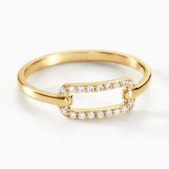 Histoire d'Or Bague Graphic Lines Or Jaune Oxyde De Zirconium New