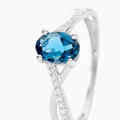 Histoire d'Or Bague Haissa Or Blanc Topaze Et Oxyde De Zirconium Outlet