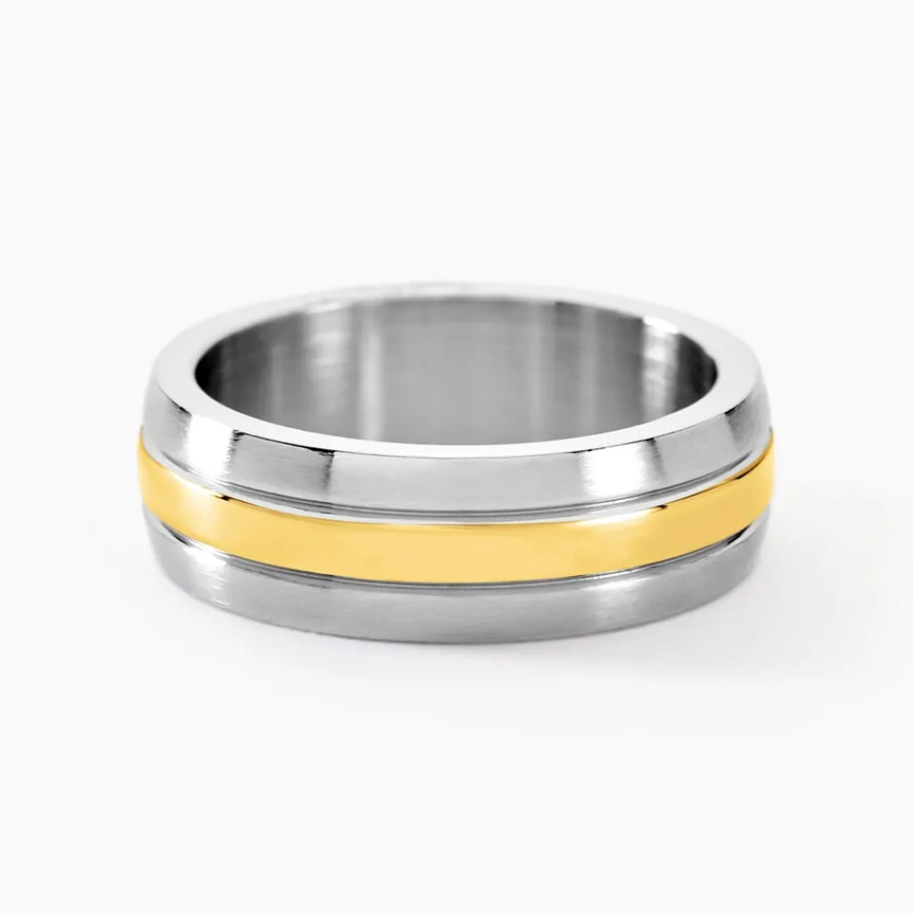 Histoire d'Or Bague John Acier Bicolore Plaque Or Jaune Outlet