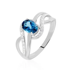 Histoire d'Or Bague Josyne Or Blanc Topaze Et Oxyde De Zirconium Clearance