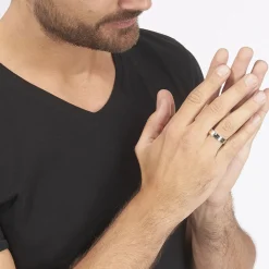 JOURDAN Bague Ahou Acier Blanc Diamant Hot