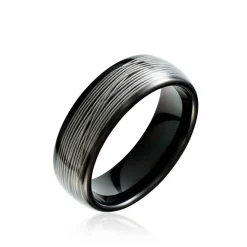 JOURDAN Bague Homme Liorin Acier Bicolore Noir Et Blanc Tungstene Clearance
