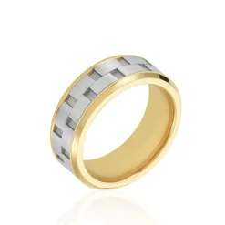 JOURDAN Bague Oahu Acier Blanc Et Jaune Sale